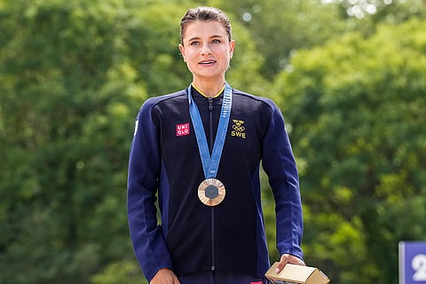 Women's mountain bike cycling bronze medallist Jenny Rissveds, of Sweden